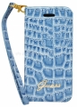 Чехол для iPhone 5 / 5S GUESS CROCO Wallet slim Strap, цвет blue (GUWAP5CRN)