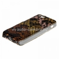 Чехол для iPhone 5C Melkco Kooso Koka Flip case Sauvage collection, цвет Orange snake