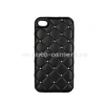 Чехол-накладка для iPhone 4/4S iCover Leather Swarovski, цвет Black (IP4-LE-SW/BK)