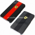 Карбоновый чехол для iPhone 4 и 4S Ferrari Hard Carbon, цвет black (FECBP4BL)