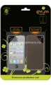 Кожаная наклейка на iPhone 4/4S Clever Shield D.Protection KIT, коричневая (защитная пленка на экран в комплекте)