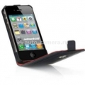 Кожаный чехол для iPhone 4 и 4S Ferrari Flip with battery, цвет Black (FEFLBABL)