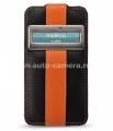 Кожаный чехол для iPhone 4 и 4S Melkco ID Type LE (Black/Orange LC), цвет черно-оранжевый (APIPO4LCJDMBKOELC)