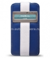 Кожаный чехол для iPhone 4 и 4S Melkco ID Type LE (Blue/White LC), цвет сине-белый