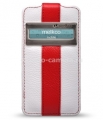 Кожаный чехол для iPhone 4 и 4S Melkco ID Type LE (White/Red LC), цвет бело-красный (APIPO4LCJDMWERDLC)