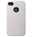 Кожаный чехол для iPhone 4 и 4S Melkco ID Type (White LC), цвет белый