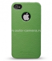 Кожаный чехол для iPhone 4 и 4S Melkco Jacka ID Type LE (Green/White LC), цвет зелено-белый