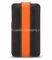 Кожаный чехол для iPhone 4 и 4S Melkco Jacka type(Black/Orange LC), цвет черно-оранжевый (APIPO4LCJM1BKOELC)