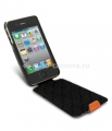 Кожаный чехол для iPhone 4 и 4S Melkco Jacka type(Black/Orange LC), цвет черно-оранжевый (APIPO4LCJM1BKOELC)