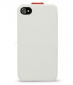 Кожаный чехол для iPhone 4 и 4S Melkco LE (White/Red LC), цвет бело-красный (APIPO4LCJM1WERDLC)