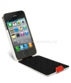 Кожаный чехол для iPhone 4 и 4S Melkco LE (White/Red LC), цвет бело-красный (APIPO4LCJM1WERDLC)