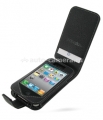 Кожаный чехол для iPhone 4 и 4S Pdair Flip Type Snap Button, цвет black (3BIPP4F41)