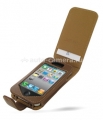 Кожаный чехол для iPhone 4 и 4S Pdair Flip Type Snap Button, цвет brown (3TIPP4F41)