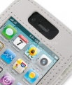 Кожаный чехол для iPhone 4 и 4S Pdair Flip Type Snap Button, цвет white (3RIPP4F41)