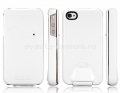Кожаный чехол для iPhone 4/4S SGP Leather Case Valencia Swarovski Series, White (SGP06884)