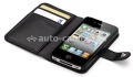 Кожаный чехол для iPhone 4/4S SGP Wallet Case Valentinus, цвет черный (SGP08525)
