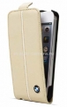 Кожаный чехол для iPhone 5 / 5S BMW Signature Flip, цвет чехла Cream (BMFLP5LC)