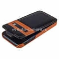 Кожаный чехол для iPhone 5 / 5S Melkco Jacka ID Light Type (Orange/Black LC)