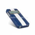 Кожаный чехол для iPhone 5 / 5S Melkco Jacka ID Type Limited Edition, цвет Blue/White LC