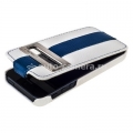 Кожаный чехол для iPhone 5 / 5S Melkco Jacka ID Type Limited Edition, цвет White/Blue LC