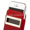 Кожаный чехол для iPhone 5 / 5S Melkco Leather Case iCaller Type with Melkco Cover, цвет Vintage Red