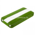 Кожаный чехол для iPhone 5 / 5S Melkco Premium Limited Edition Jacka Type, цвет Green/White LC