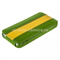 Кожаный чехол для iPhone 5 / 5S Melkco Premium Limited Edition Jacka Type, цвет Green/Yellow LC