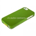 Кожаный чехол для iPhone 5 / 5S Melkco Premium Limited Edition Jacka Type, цвет Green/Yellow LC