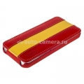 Кожаный чехол для iPhone 5 / 5S Melkco Premium Limited Edition Jacka Type, цвет Red/Yellow LC