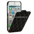 Кожаный чехол для iPhone 5 / 5S Vetti Craft Slimflip Diamond Series, цвет black lychee (IPO5SFDS110101)