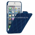 Кожаный чехол для iPhone 5 / 5S Vetti Craft Slimflip Diamond Series, цвет dark blue lychee (IPO5SFDS110104)