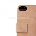 Кожаный чехол для iPhone 5 / 5S Vetti Lusso Case Book Type, цвет vintage khaki (IPO5LBNS120202)