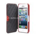 Кожаный чехол для iPhone 5C Melkco Leather Case Booka Type Ostrich Print pattern, цвет Red