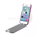 Кожаный чехол для iPhone 5C Melkco Leather Case Special Edition Jacka Type, цвет Purple/ White