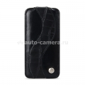 Кожаный чехол для iPhone 5C Melkco Leather Case Special Edition Jacka Type, цвет Vintage Black/ Crocodile Print Pattern Black