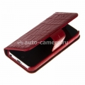 Кожаный чехол для iPhone 5C Melkco Leather Case Wallet Book Type, цвет Crocodile Print Pattern Red