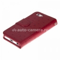 Кожаный чехол для iPhone 5C Melkco Leather Case Wallet Book Type, цвет Ostrich Print pattern red