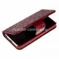 Кожаный чехол для iPhone 5C Melkco Leather Case Wallet Book Type, цвет Ostrich Print pattern red