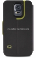 Кожаный чехол для Samsung Galaxy S5 PURO Eco-Leather cover bi-color wallet, цвет Black/Green (SGS5WALLETBLK2)