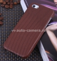 Кожаный чехол на заднюю крышку iPhone 5 / 5S SAYOO Small Croco, цвет brown