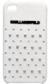 Кожаный чехол-накладка для iPhone 4 / 4S Karl Lagerfeld TRENDY Hard, цвет White (KLHCP4TRSW)