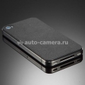 Наклейка на iPhone 4 и 4S SGP Skin Guard Leather Set Package, цвет deep black (SGP06769)