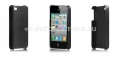 Пластиковая накладка-чехол для iPhone 4 Ainy с кожаным оформлением, цвет черный
