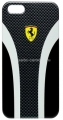 Пластиковый чехол-накладка для iPhone 5 / 5S Ferrari Hard Scuderia Carbon, цвет Black FESCHCIP5CB