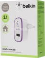 Сетевое зарядное устройство для iPhone, iPod, iPad, Samsung, HTC Belkin USB Home Charger, цвет Purple (F8J052VFPUR)