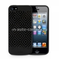 Силиконовый чехол на заднюю крышку iPhone 5 / 5S PURO Easy Chic Geometric Rhomby Cover, цвет black (IPC5GEO3BLK)