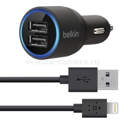 Автомобильное зарядное устройство для iPhone 5 / 5S / 5C, iPad mini / mini 2, iPad 4 / Air Belkin Dual Car Charger с кабелем Lightning-USB в комплекте 2.1A