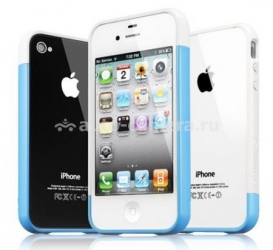 Бампер для iPhone 4 и 4S SGP Linear EX Meteor Series, цвет голубой (SGP08376)