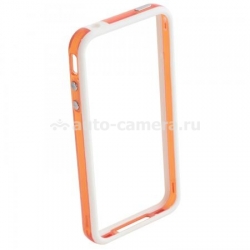 Бампер для iPhone 4S iBest, цвет белый/оранжевый (PKIPO4NSBP702)