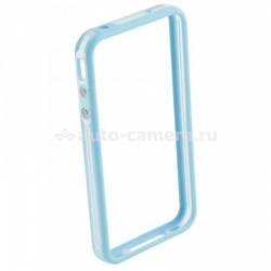 Бампер для iPhone 4S iBest, цвет голубой/белый (PKIPO4NSBP700)